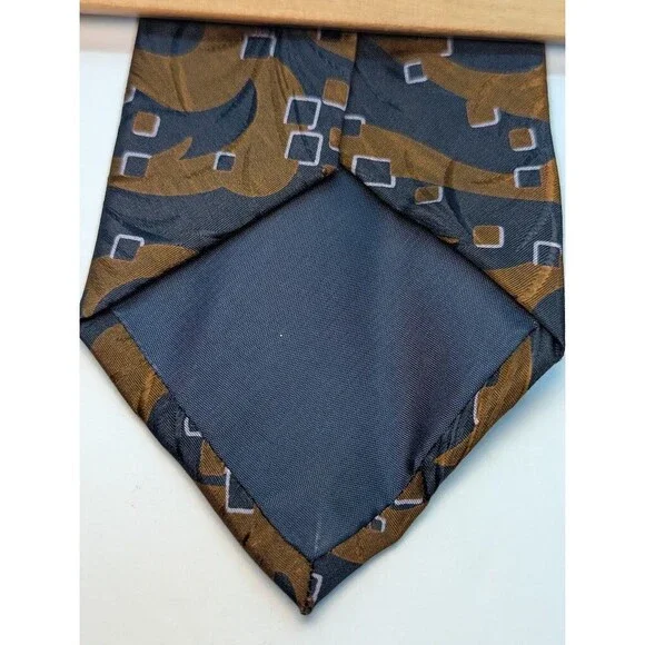 Giorgio Armani Cravatte Rust + Black Geometric Silk Pointed Classic Necktie Tie - Picture 5 of 8